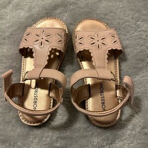 Girls Nordstrom Blush Pink Floral Cutout Leather Sandals - Size 8 (toddler)